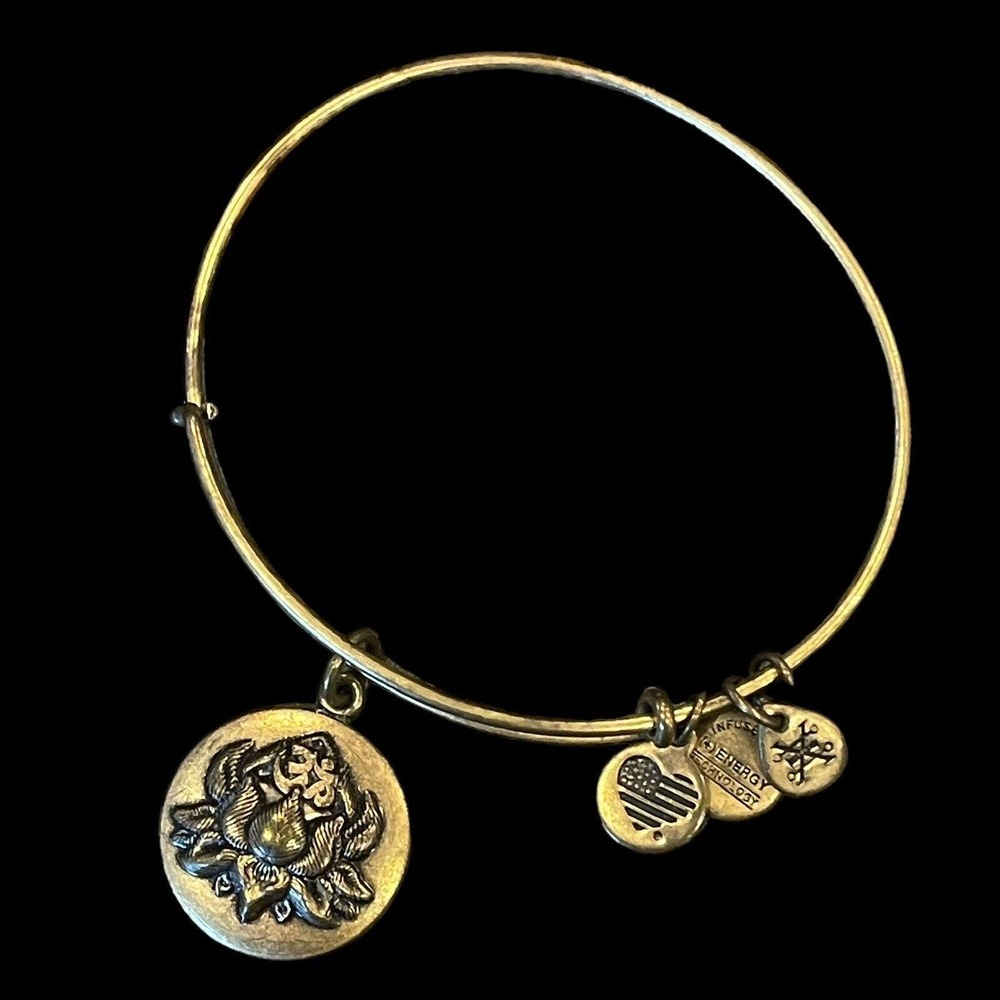 Alex & Ani 2016 Lotus Charm Bangle Bracelet Lotus Peace Petals Brass Tone